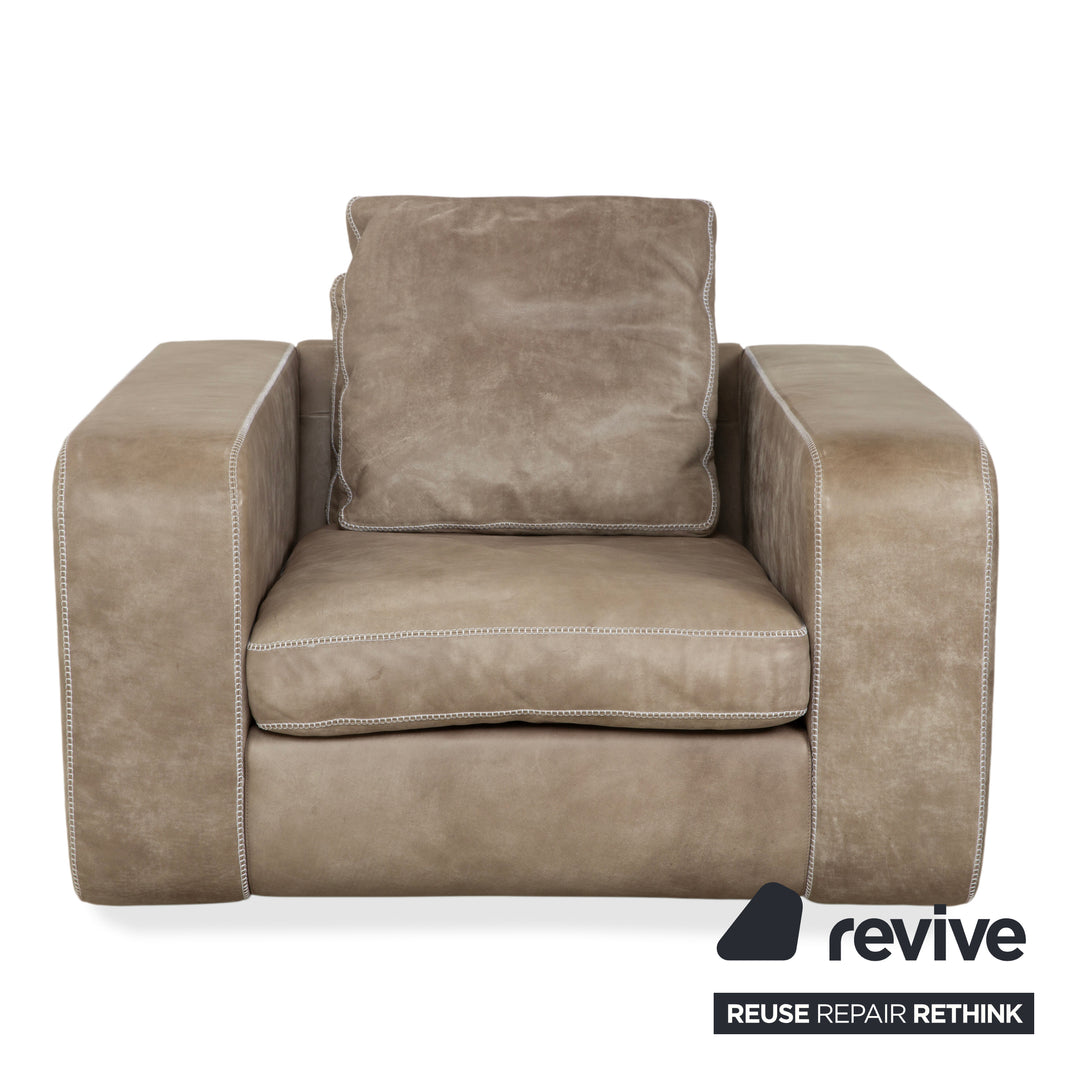 Fauteuil Machalke Valentino en cuir aniline gris