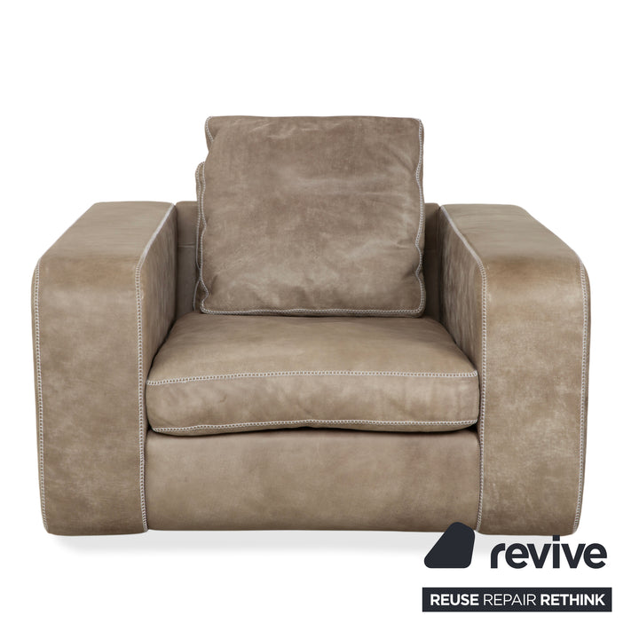 Fauteuil Machalke Valentino en cuir aniline gris