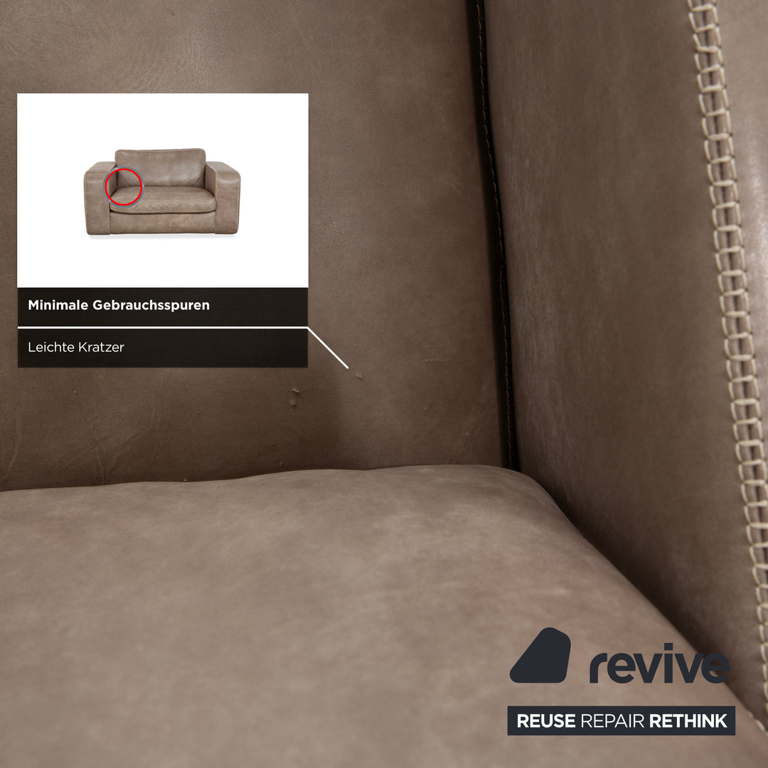 Machalke Valentino Leder Sessel Grau Oliv