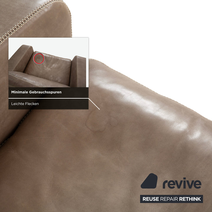 Machalke Valentino Leder Sessel Grau Oliv