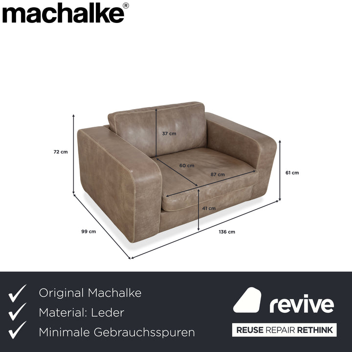 Machalke Valentino Leder Sessel Grau Oliv