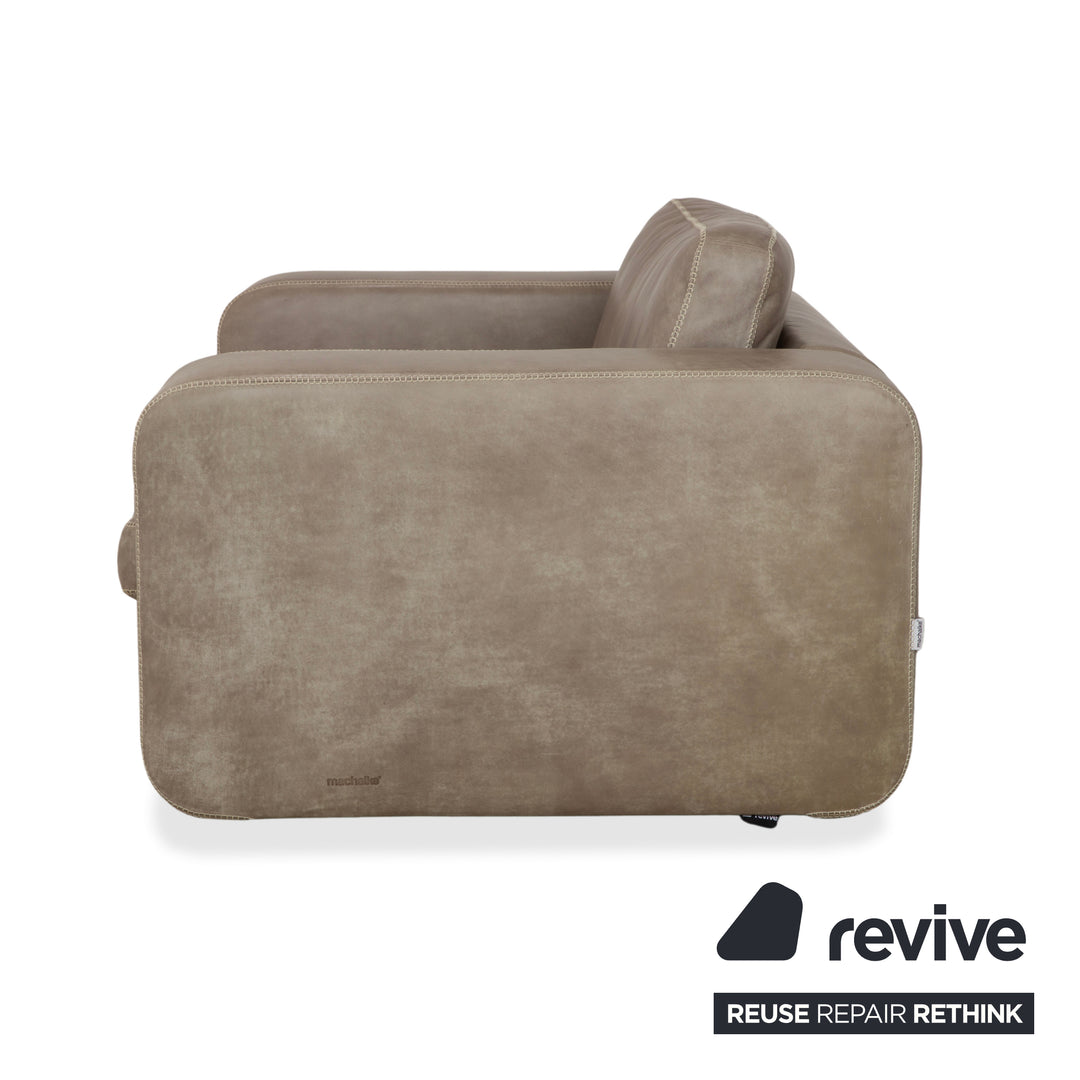 Machalke Valentino Leder Sessel Grau Oliv