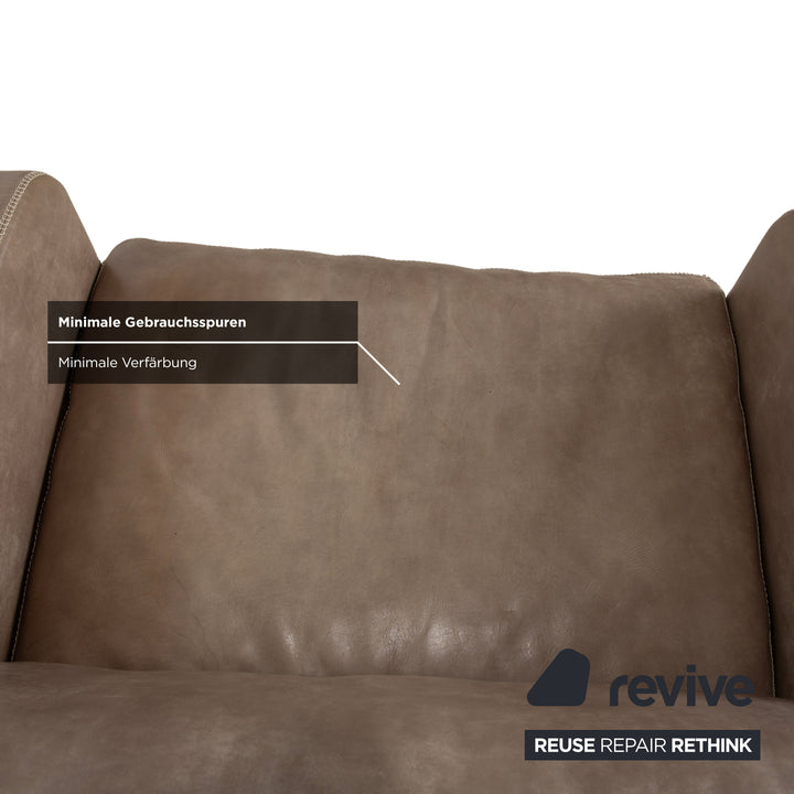 Machalke Valentino Leder Sessel Grau Oliv