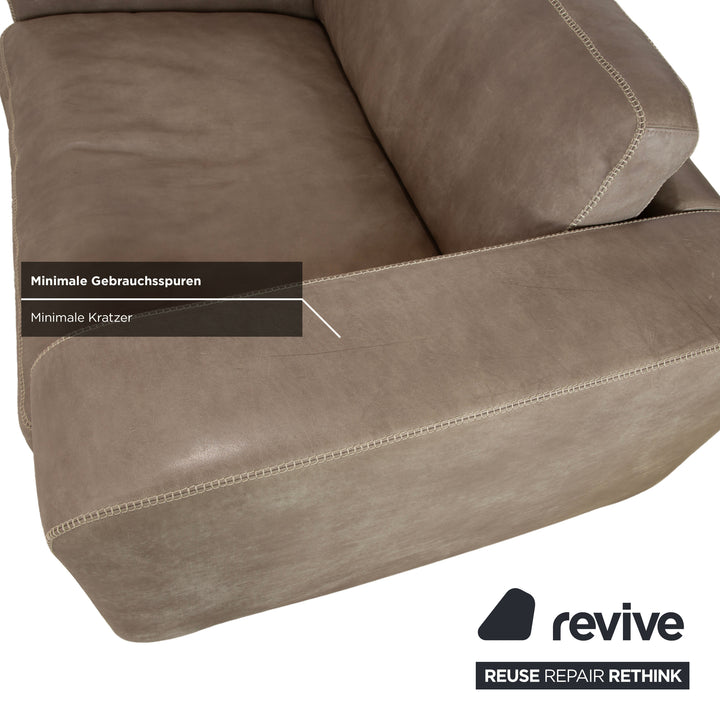 Machalke Valentino Leder Sessel Grau Oliv