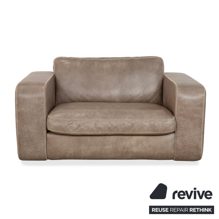 Machalke Valentino Leder Sessel Grau Oliv