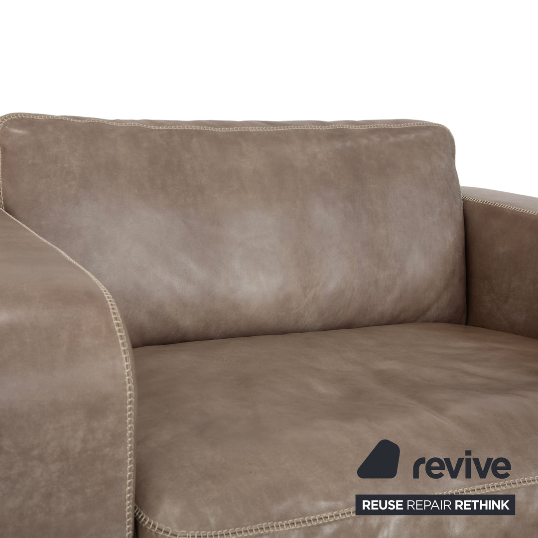 Machalke Valentino Leder Sessel Grau Oliv