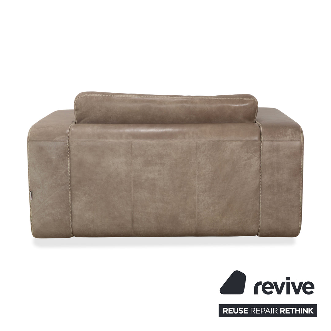 Machalke Valentino Leder Sessel Grau Oliv
