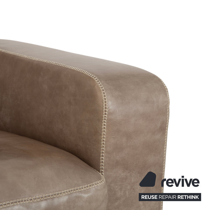 Machalke Valentino Leder Sessel Grau Oliv