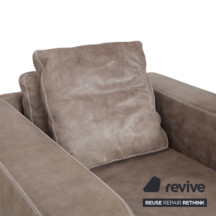Fauteuil Machalke Valentino en cuir aniline gris