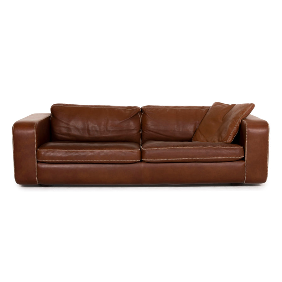 Machalke Valentino Leather Sofa Brown Three Seater Couch