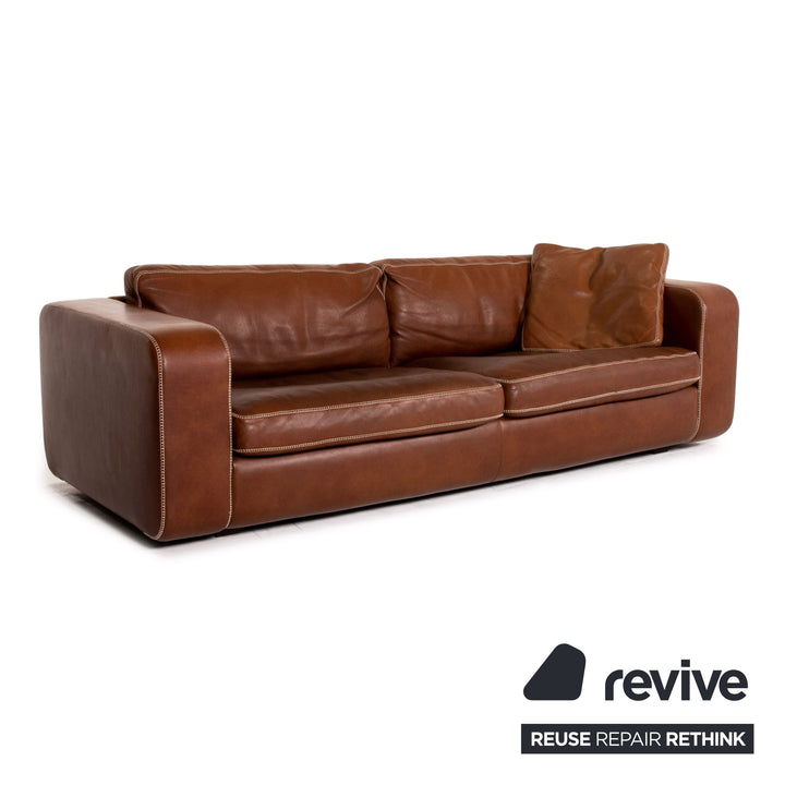 Machalke Valentino Leather Sofa Brown Three Seater Couch