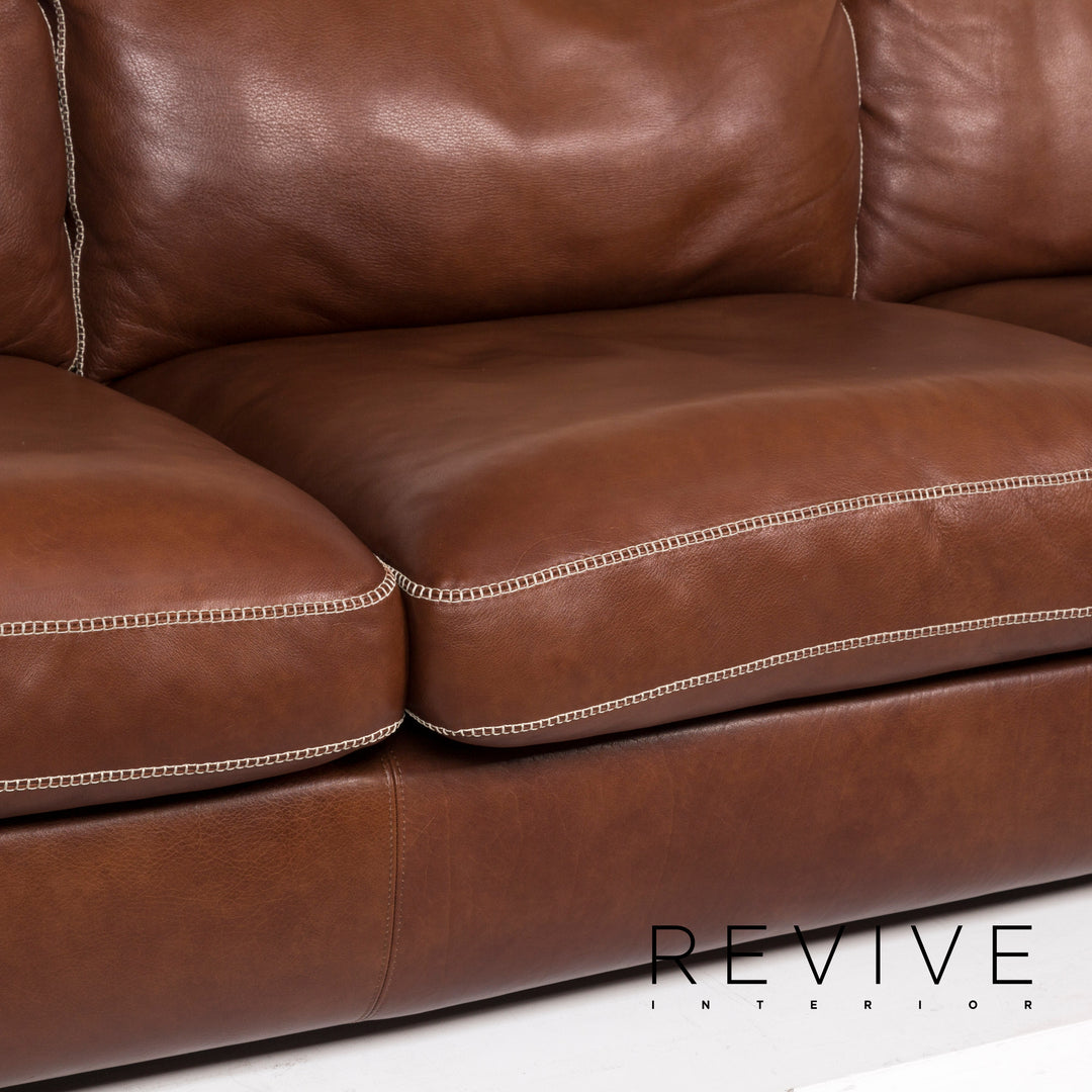 Machalke Valentino Leder Sofa Braun Dreisitzer Couch