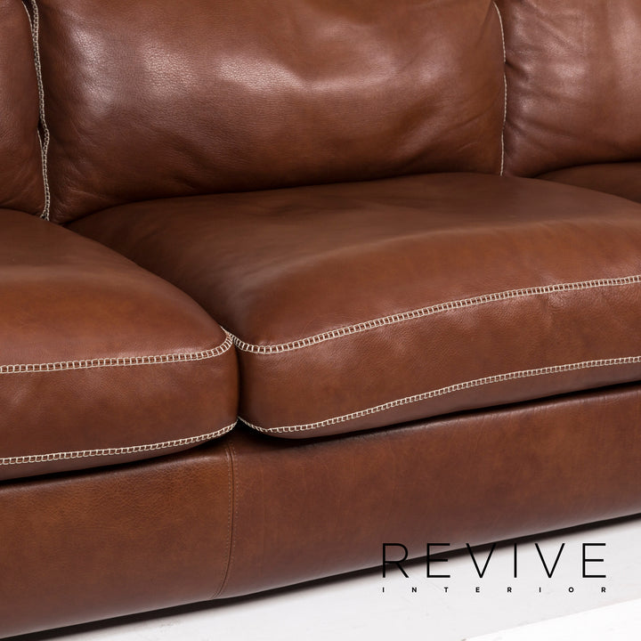 Machalke Valentino Leder Sofa Braun Dreisitzer Couch