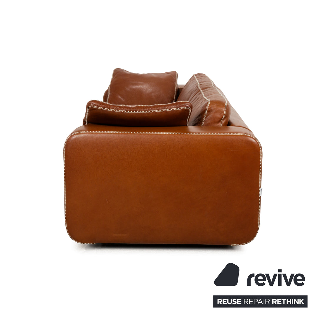 Ensemble de canapés en cuir Machalke Valentino à trois places avec fauteuil marron