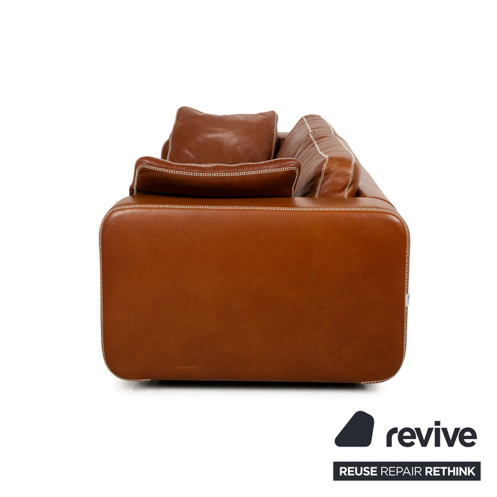 Ensemble de canapés en cuir Machalke Valentino à trois places avec fauteuil marron