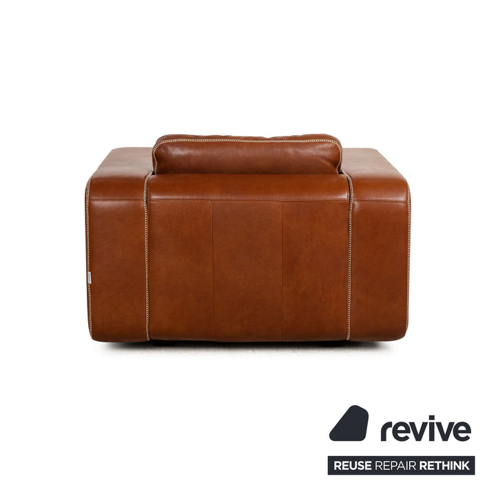 Ensemble de canapés en cuir Machalke Valentino à trois places avec fauteuil marron