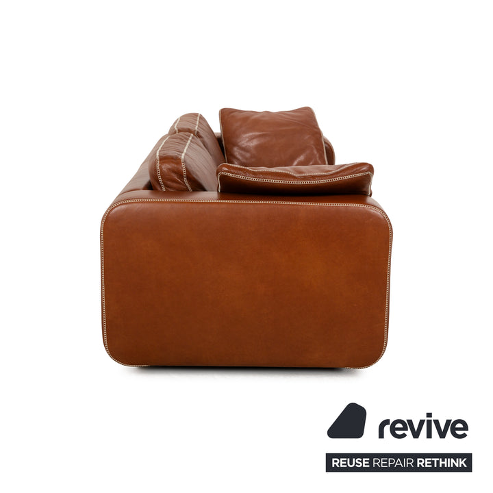 Ensemble de canapés en cuir Machalke Valentino à trois places avec fauteuil marron