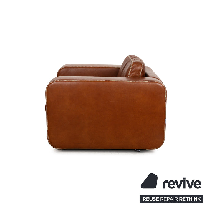 Ensemble de canapés en cuir Machalke Valentino à trois places avec fauteuil marron