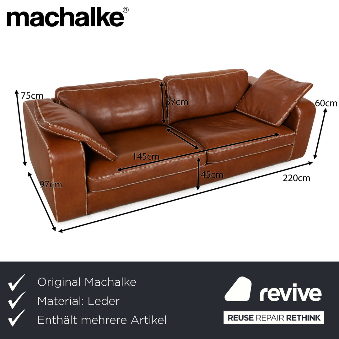 Ensemble de canapés en cuir Machalke Valentino à trois places avec fauteuil marron