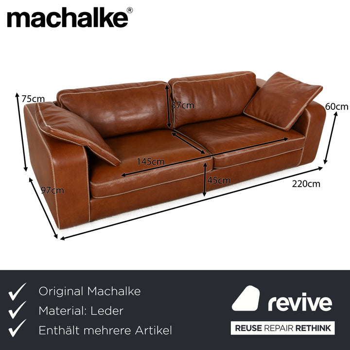 Ensemble de canapés en cuir Machalke Valentino à trois places avec fauteuil marron