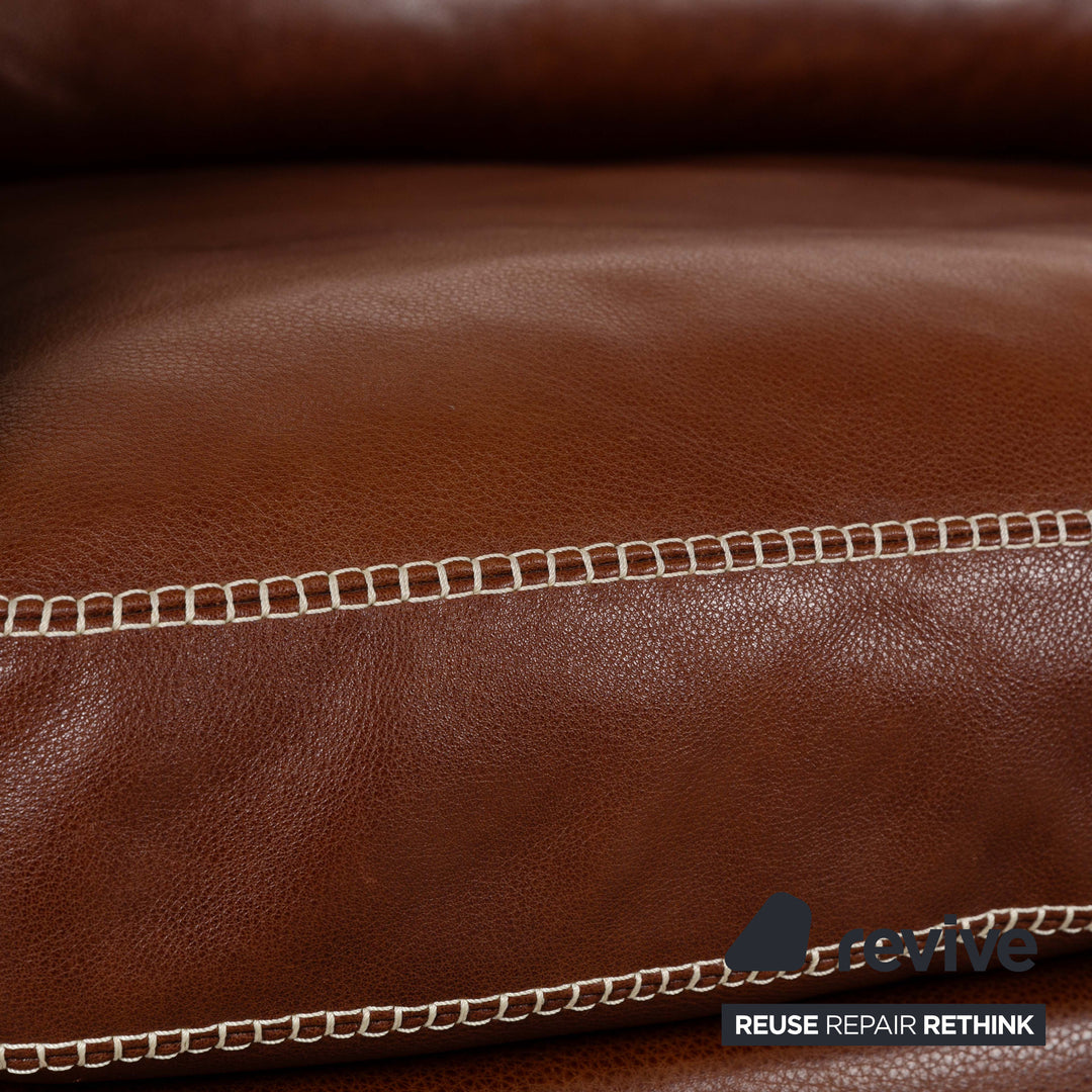 Machalke Valentino Leather Four Seater Brown Sofa Couch