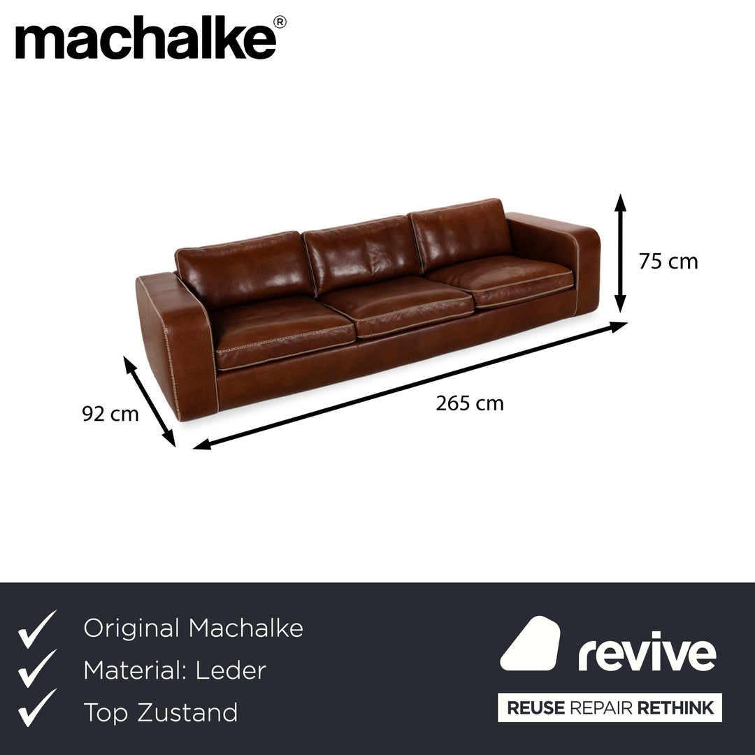 Machalke Valentino Leather Four Seater Brown Sofa Couch