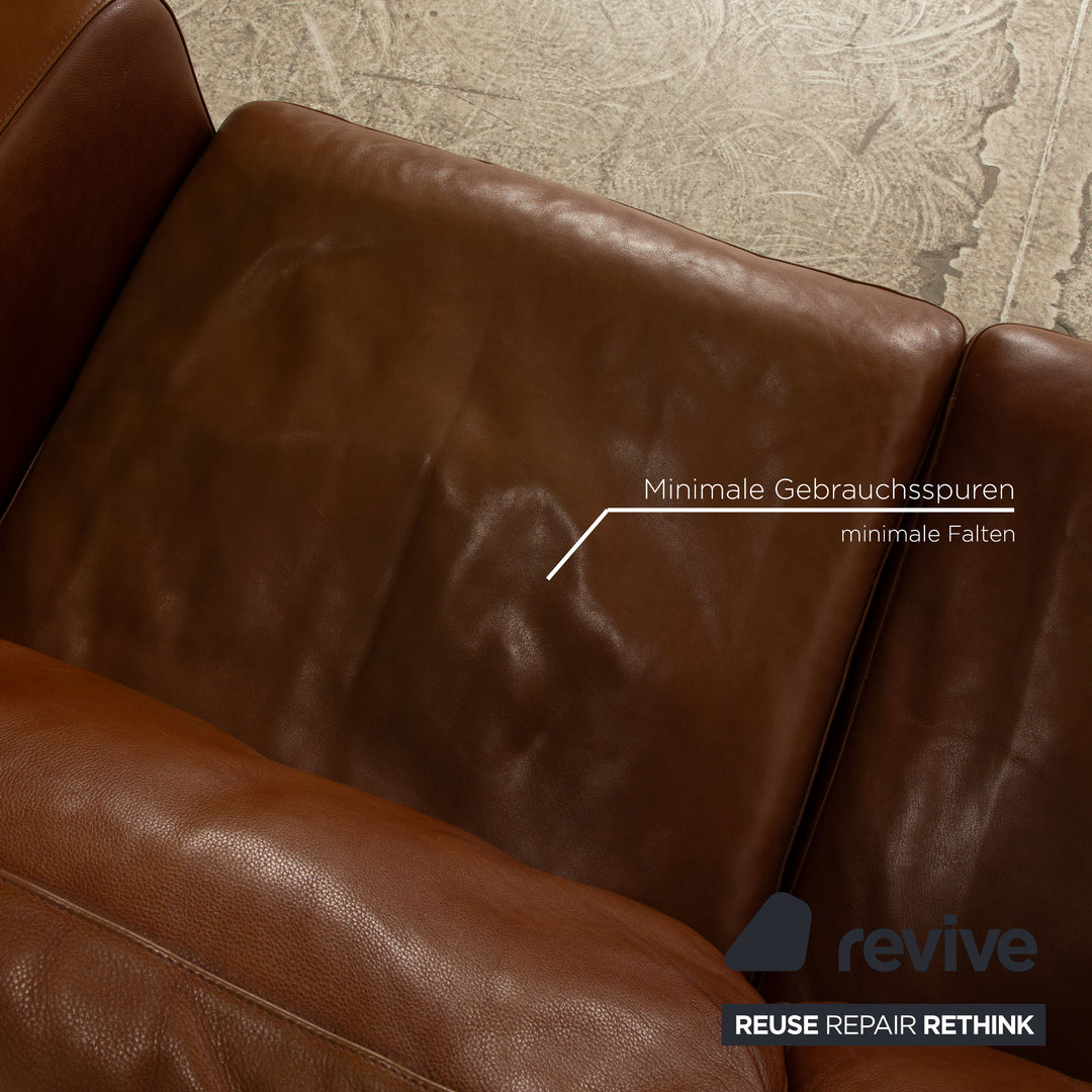 Machalke Valentino Leather Four Seater Brown Sofa Couch
