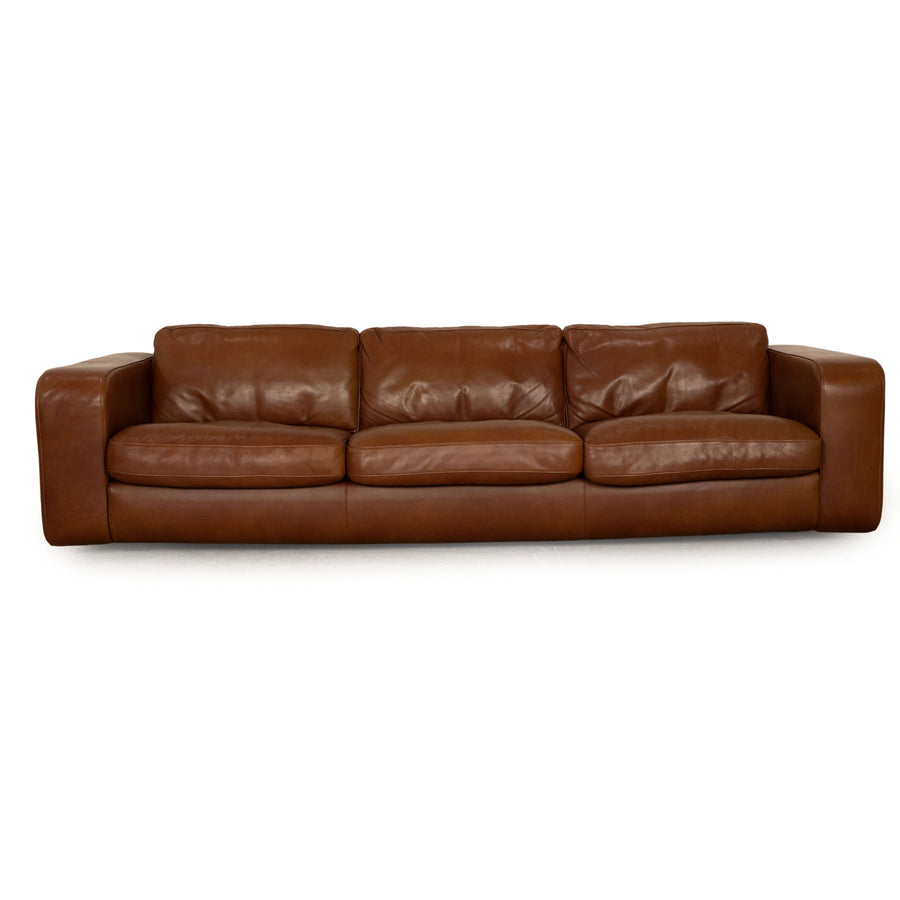 Machalke Valentino Leather Four Seater Brown Sofa Couch