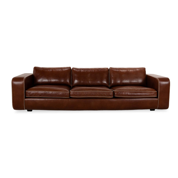 Machalke Valentino Leather Four Seater Brown Sofa Couch