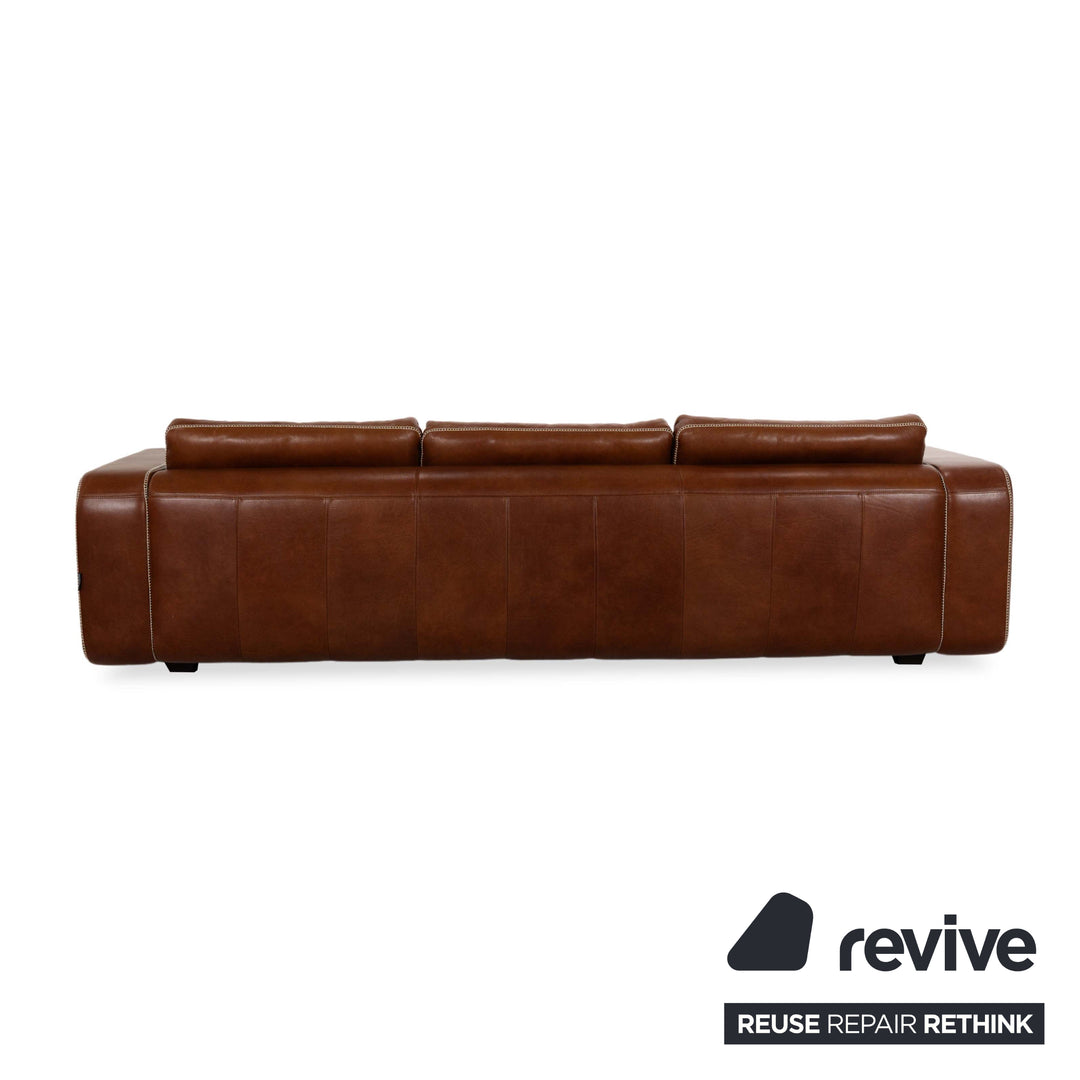 Machalke Valentino Leather Four Seater Brown Sofa Couch