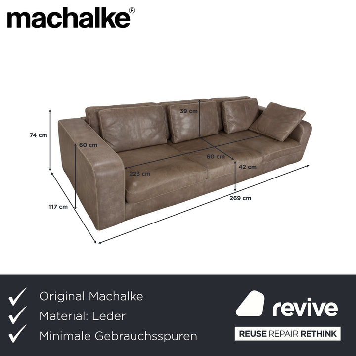 Canapé quatre places en cuir gris-brun Machalke Valentino