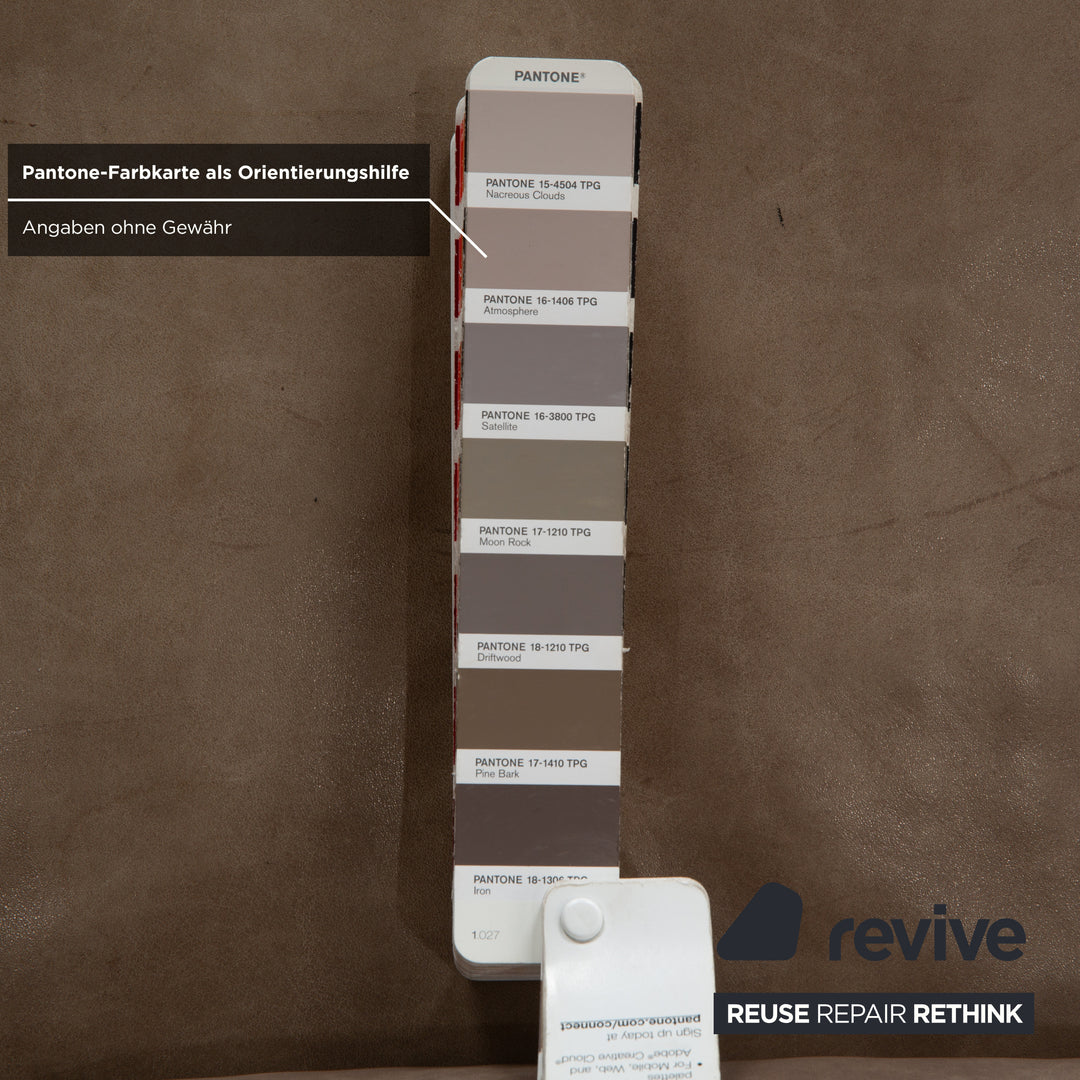 Canapé quatre places en cuir gris-brun Machalke Valentino