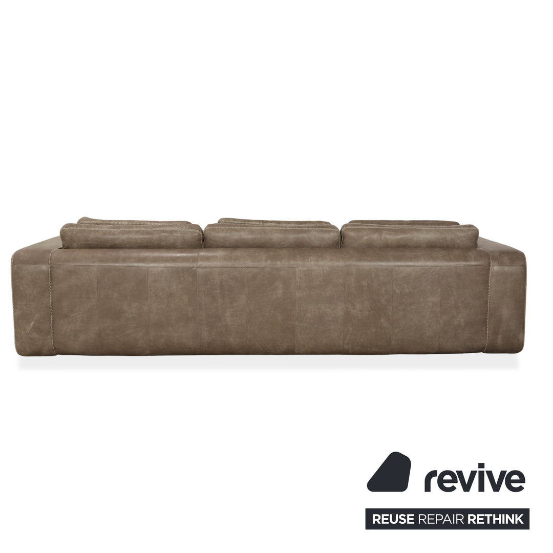 Canapé quatre places en cuir gris-brun Machalke Valentino