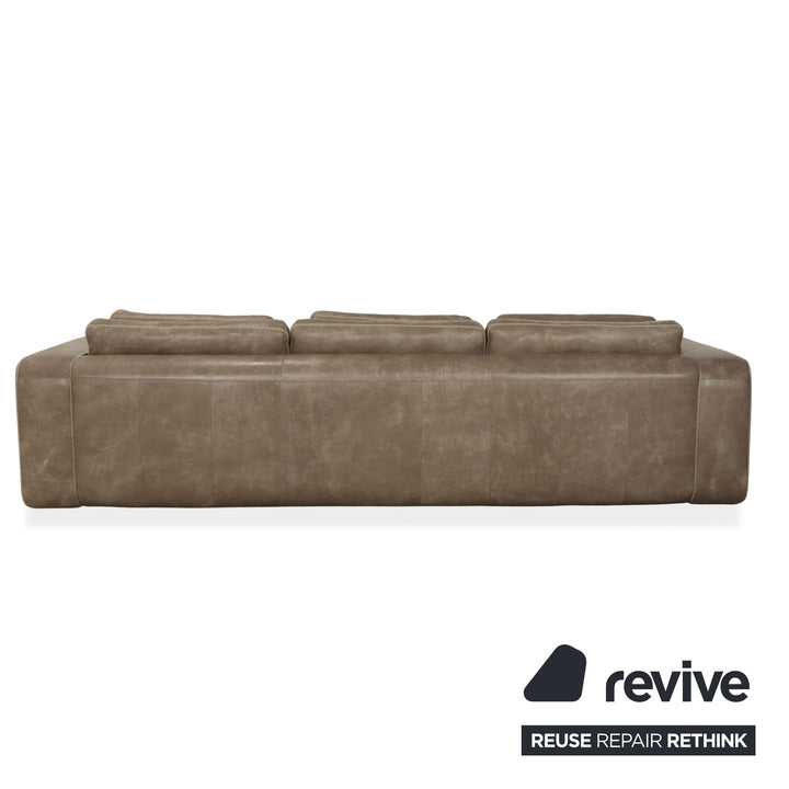 Canapé quatre places en cuir gris-brun Machalke Valentino