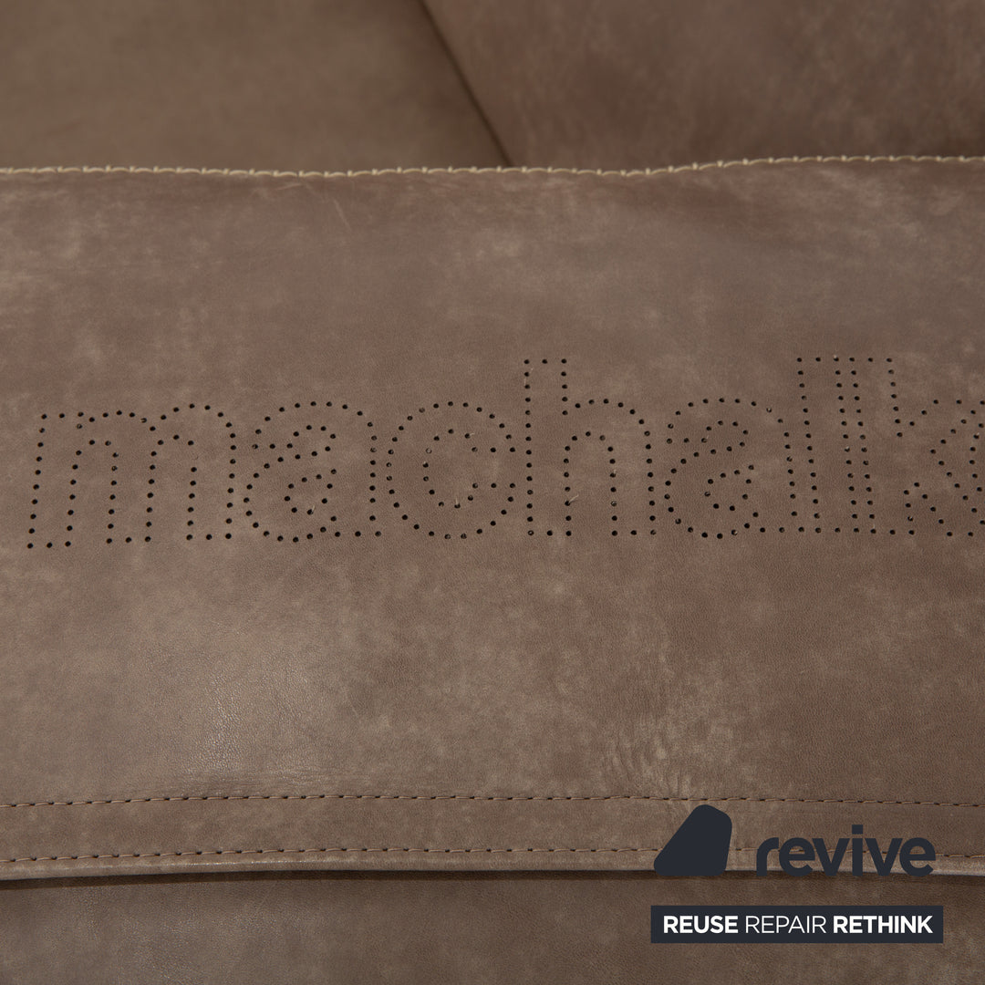 Canapé quatre places en cuir gris-brun Machalke Valentino