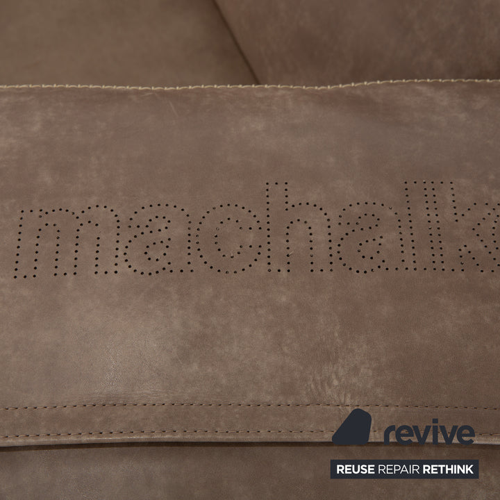 Canapé quatre places en cuir gris-brun Machalke Valentino