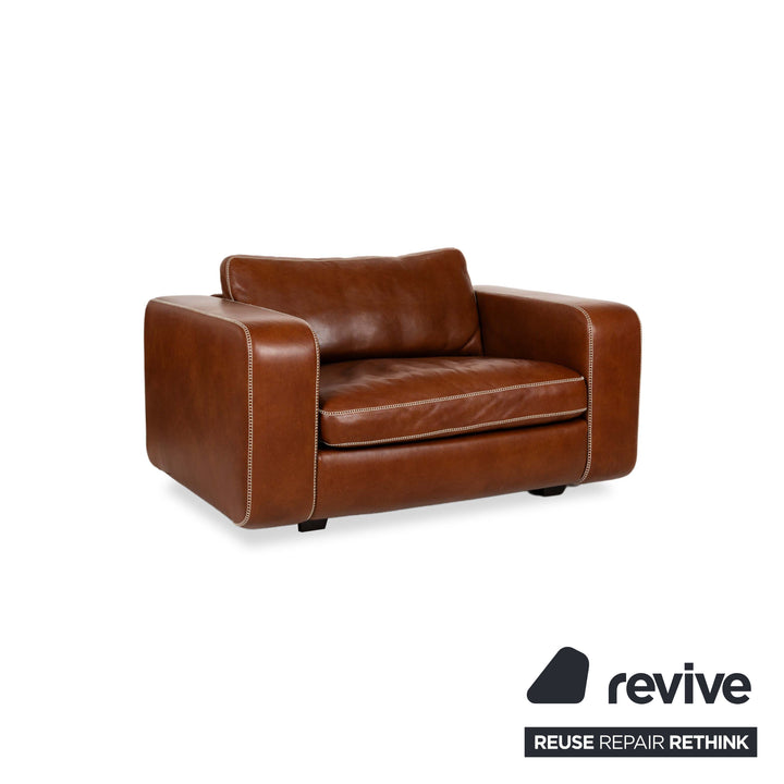 Machalke Valentino Leather Four-Seater Armchair Brown Sofa Couch