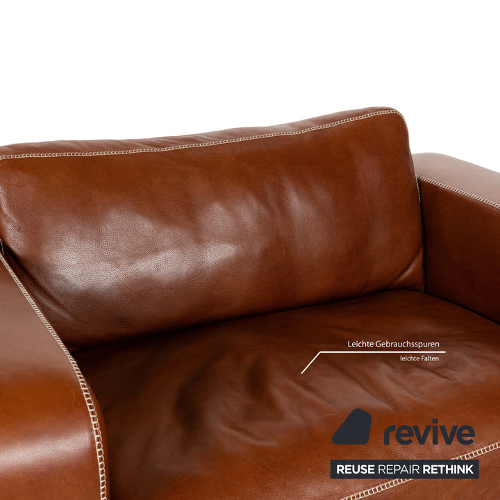 Machalke Valentino Leather Four-Seater Armchair Brown Sofa Couch