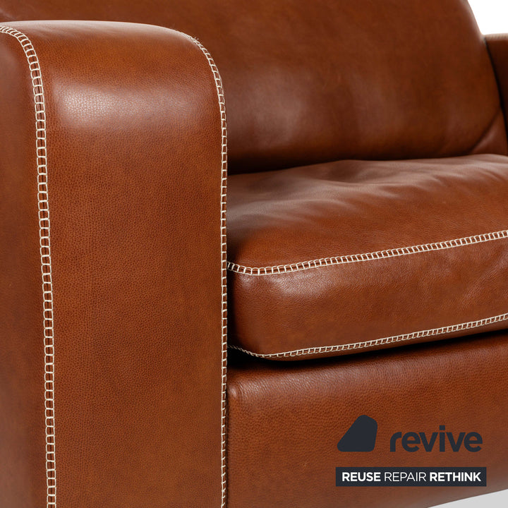 Machalke Valentino Leather Four-Seater Armchair Brown Sofa Couch