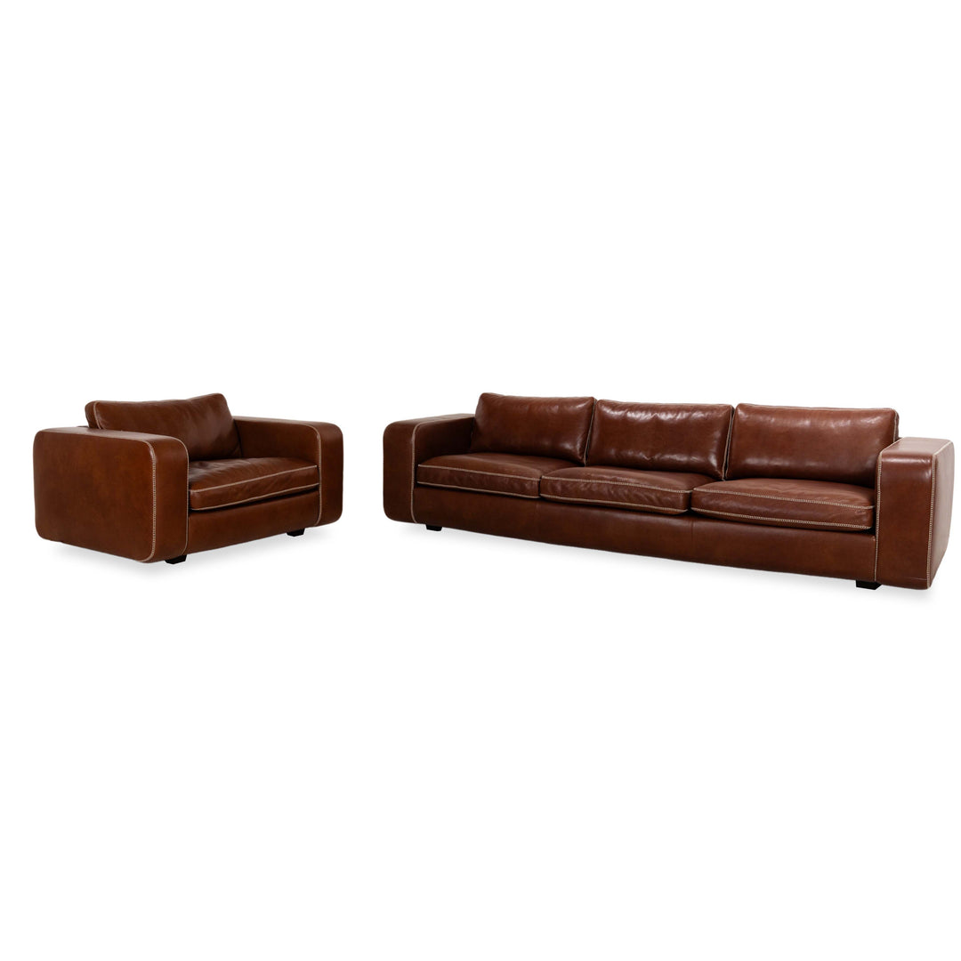 Machalke Valentino Leather Four-Seater Armchair Brown Sofa Couch