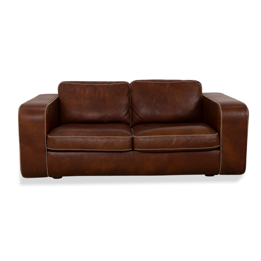 Machalke Valentino Leather Two-Seater Brown Sofa Couch