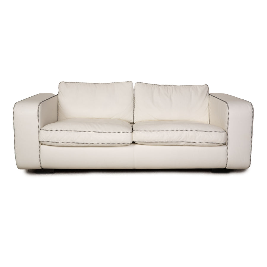 Machalke Valentino Leather Two Seater Cream Sofa Couch
