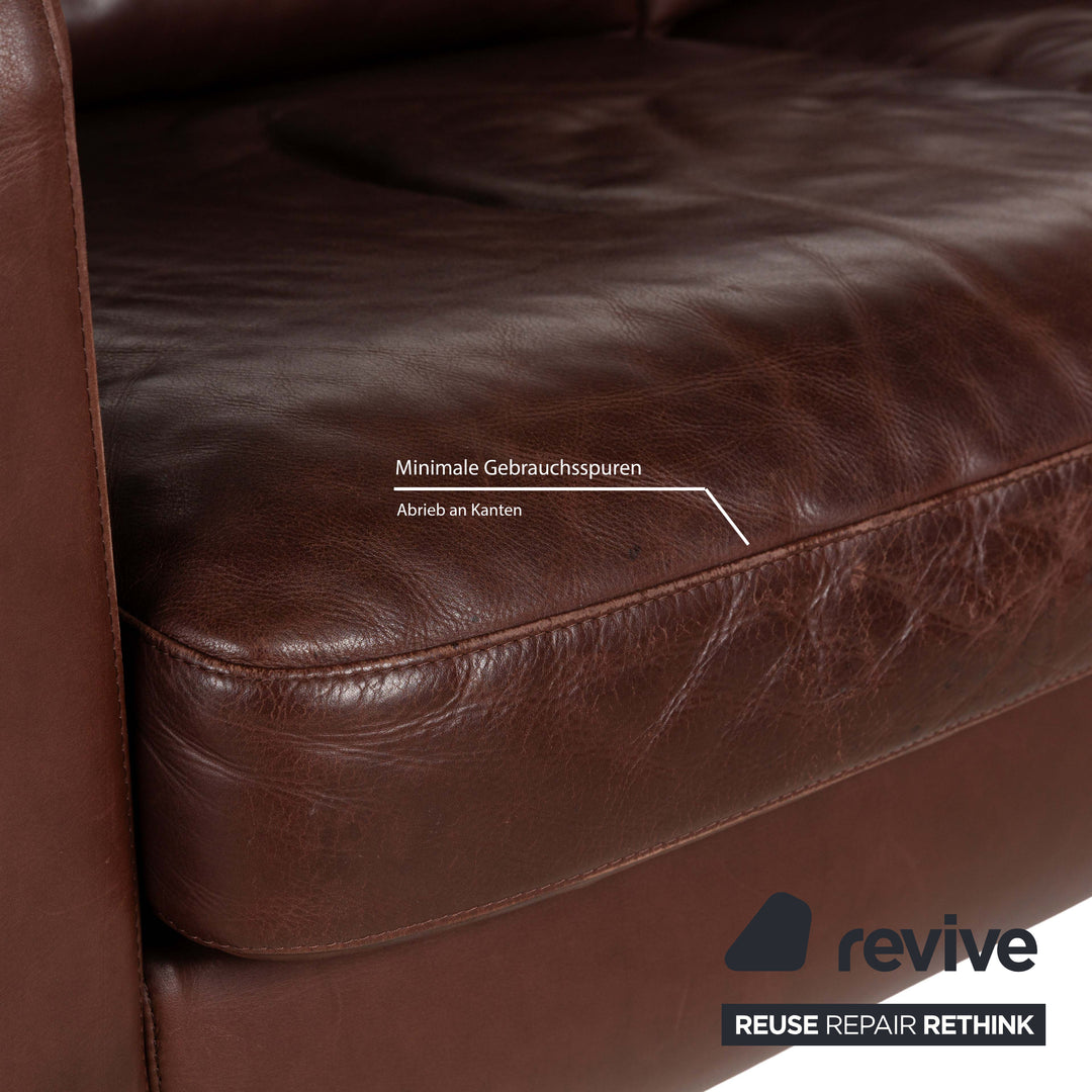 Machalke Valentino Leather Two-Seater Three-Seater Brown Sofa Couch
