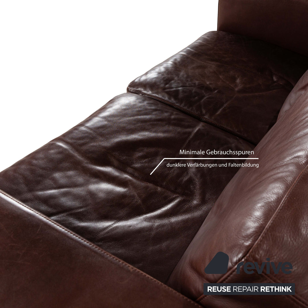 Machalke Valentino Leather Two-Seater Three-Seater Brown Sofa Couch