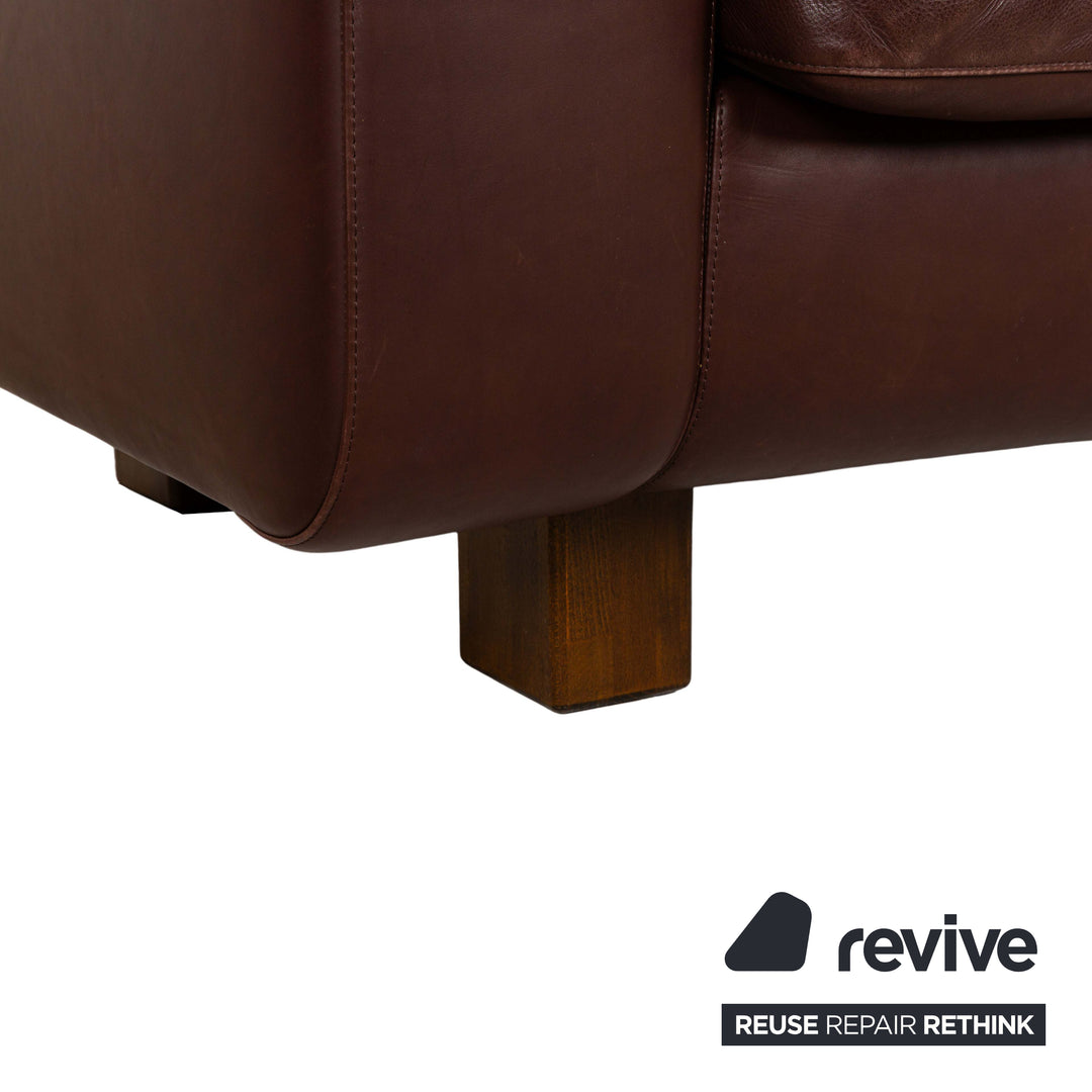 Machalke Valentino Leather Two-Seater Three-Seater Brown Sofa Couch