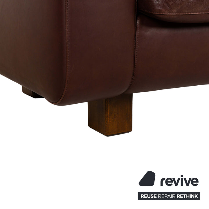 Machalke Valentino Leather Two-Seater Three-Seater Brown Sofa Couch