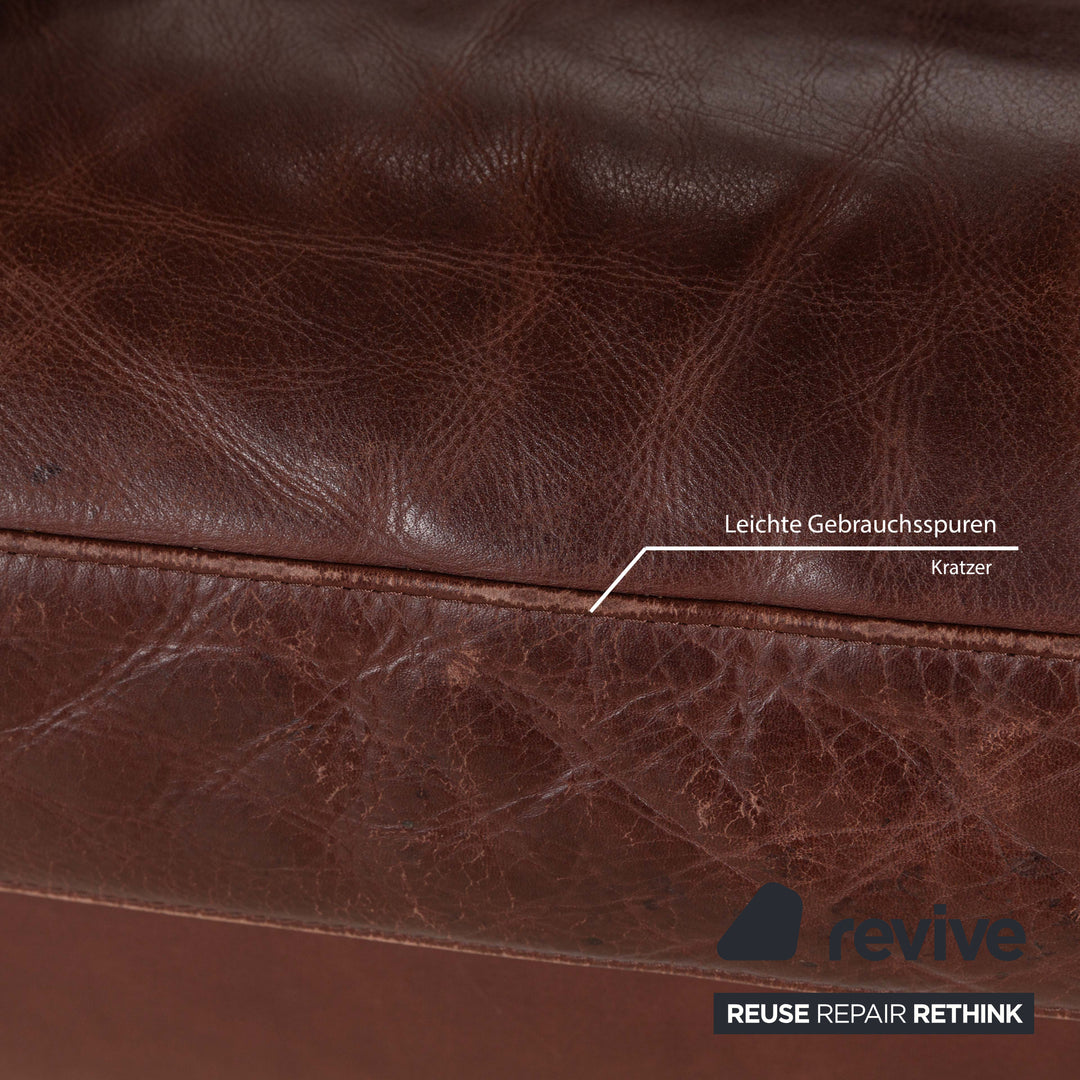 Machalke Valentino Leather Two-Seater Three-Seater Brown Sofa Couch
