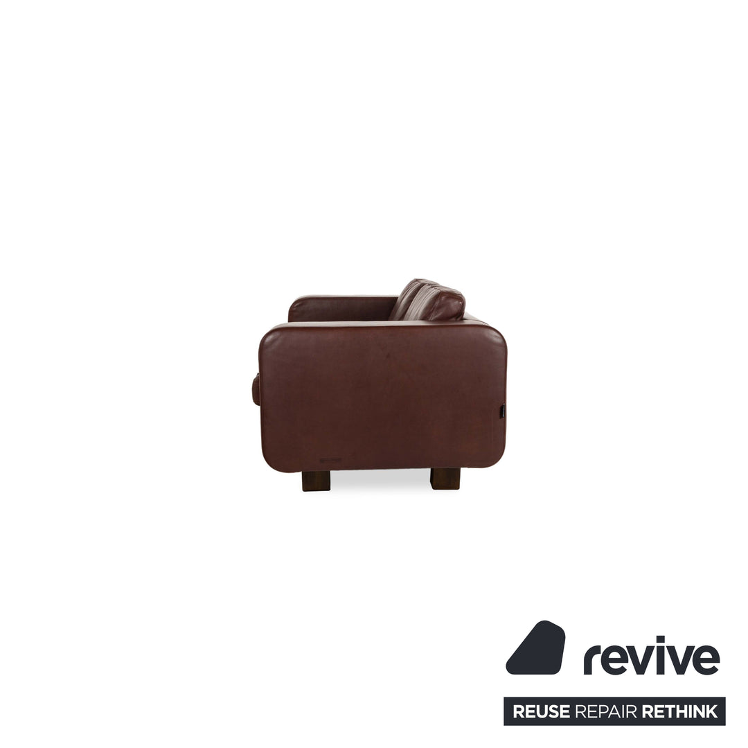 Machalke Valentino Leather Two-Seater Three-Seater Brown Sofa Couch