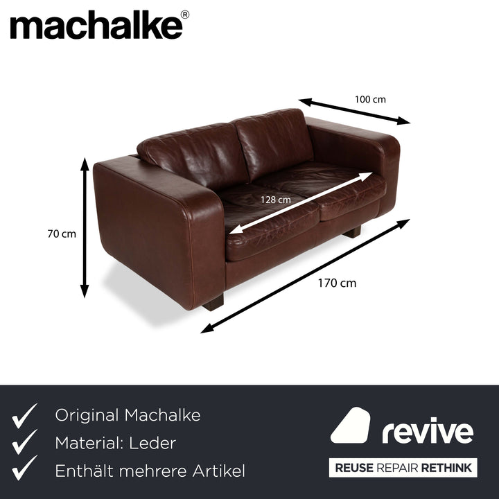 Machalke Valentino Leather Two-Seater Three-Seater Brown Sofa Couch