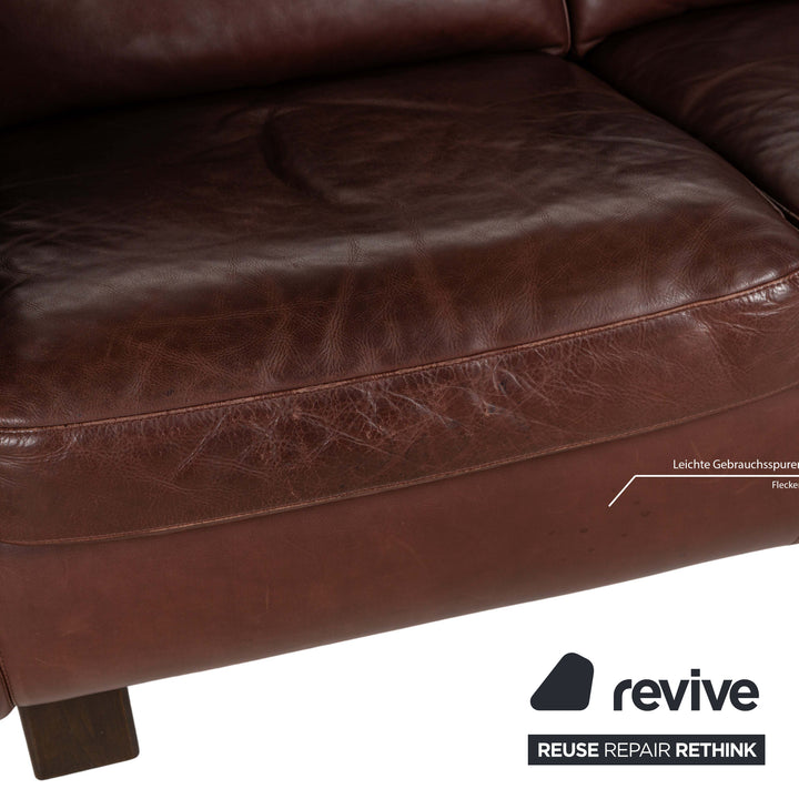 Machalke Valentino Leather Two-Seater Three-Seater Brown Sofa Couch
